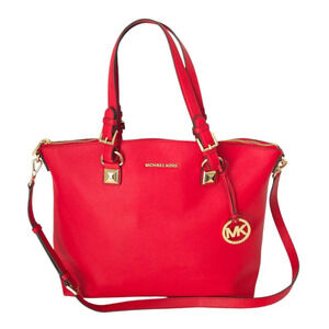 Michael Kors Red Saffiano Leather Karla Large Laptop Bag / Tote Handbag
